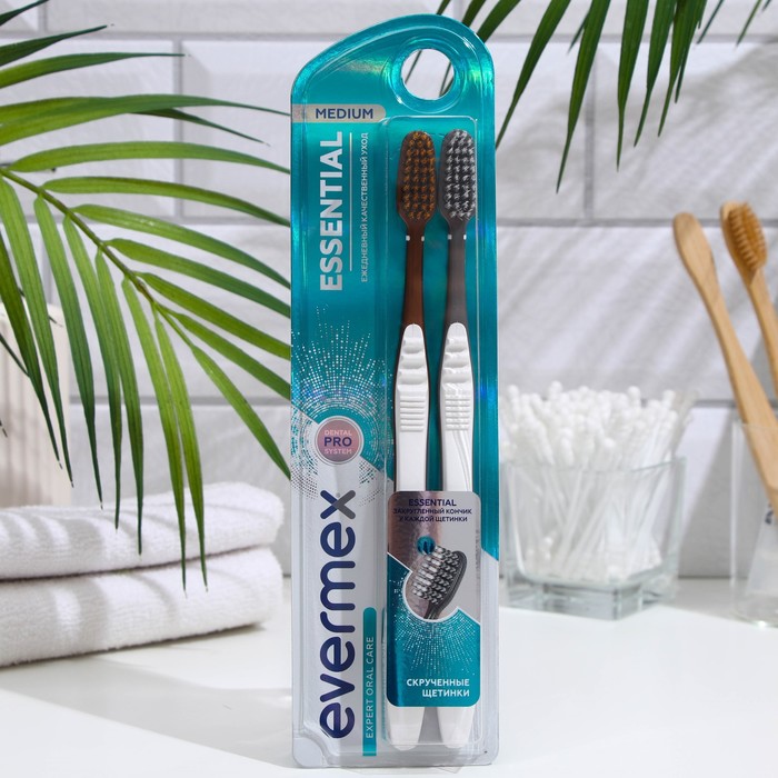 

Зубная щётка Evermex Essential, средней жёсткости, 2 шт.