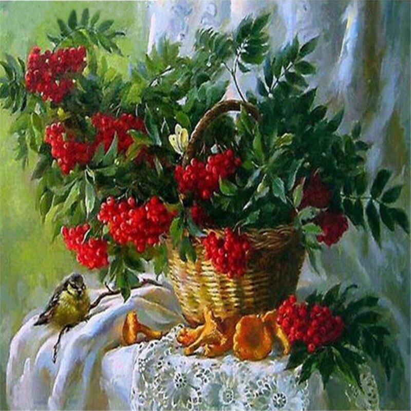 

Алмазная мозаика картина стразами Натюрморт с рябиной, 30х40 см, 00114520