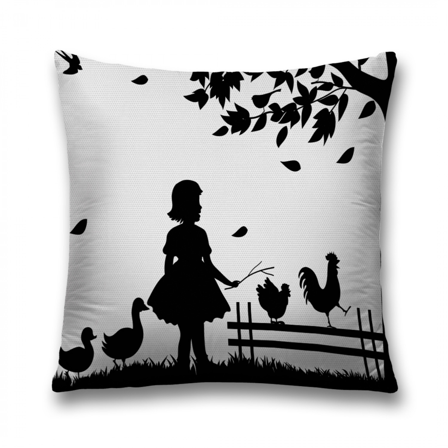 

Наволочка декоративная JoyArty "Девочка-пастушка" на молнии, 45x45 см, Белый, Девочка-пастушка