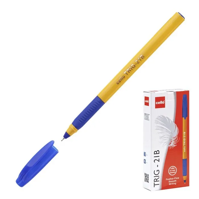 

Ручка шариковая Cello Tri-Grip yellow barrel узел 0.7мм, чернила синие, грип 748 (12 шт)
