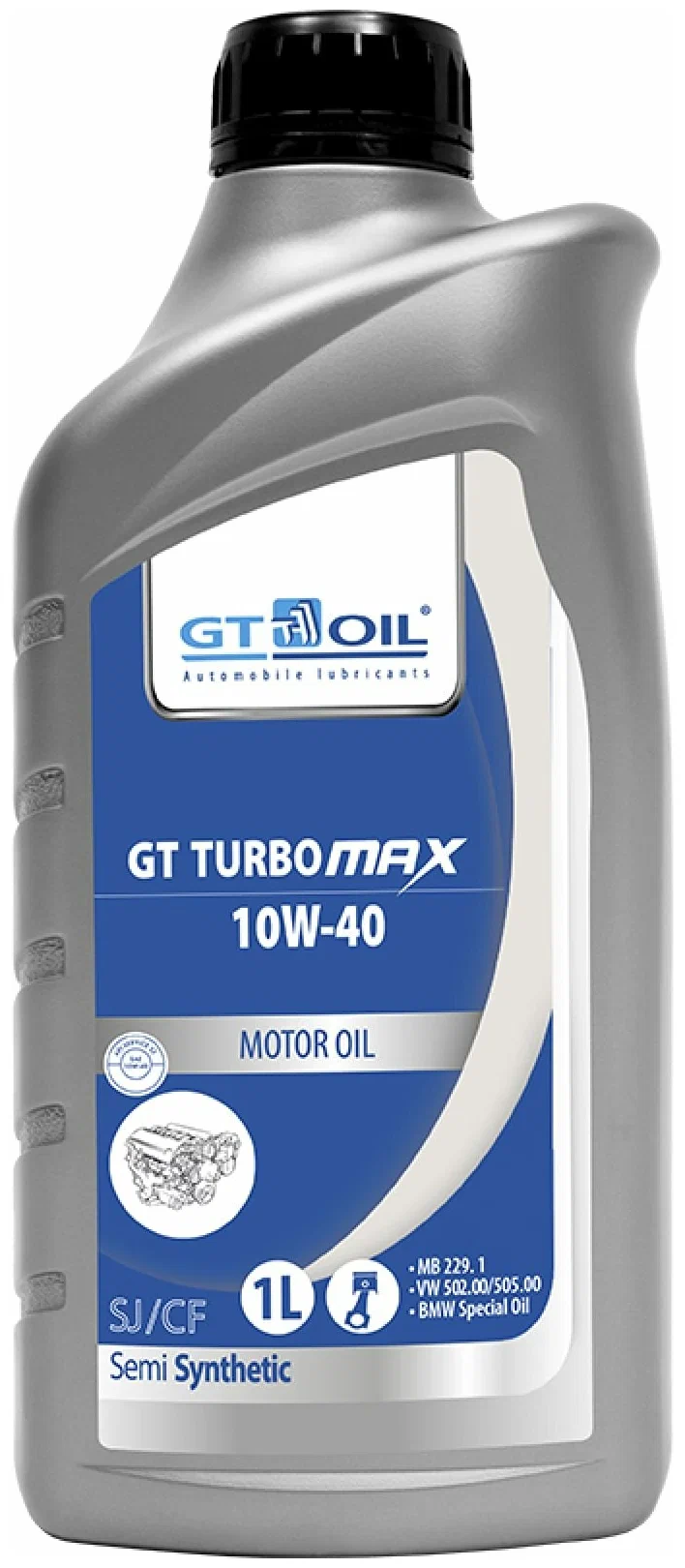 фото Масло gt oil моторное turbo max, sae 10w-40, api sj/cf,(полусинтетическое) 1 л