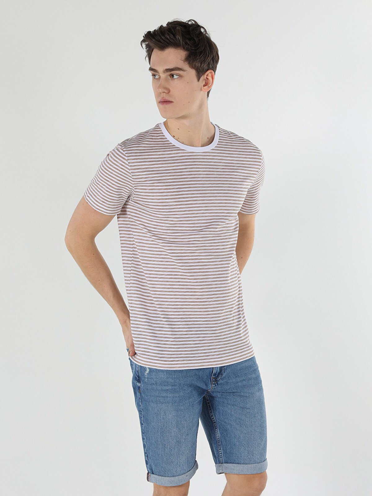 

Футболка мужская Colins CL1057484_Q1.V1 бежевая L, Бежевый, CL1057484_Q1.V1