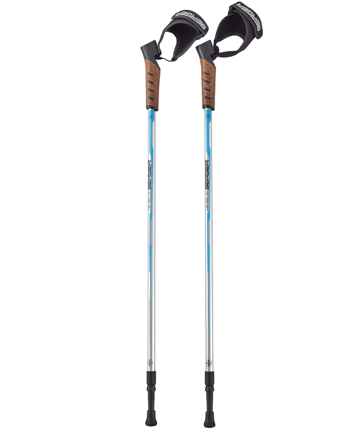 Berger Скандинавские палки Nimbus, 77-135 см, 2-секционные, серебристый/голубой