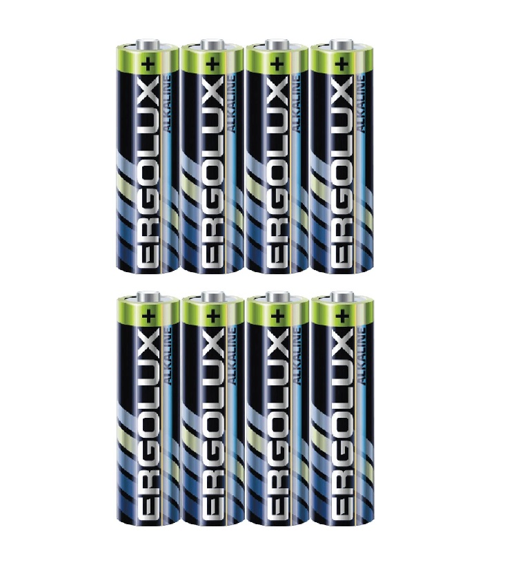 Батарейка Ergolux Щелочная Alkaline ААА,LR03 BP-4, 1.5 В,4895117871027,2 уп х 4 шт