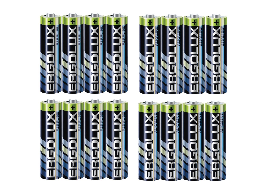 Батарейка Ergolux Щелочная Alkaline ААА,LR03 BP-4,1.5 В,4895117871027,4 уп х 4 шт