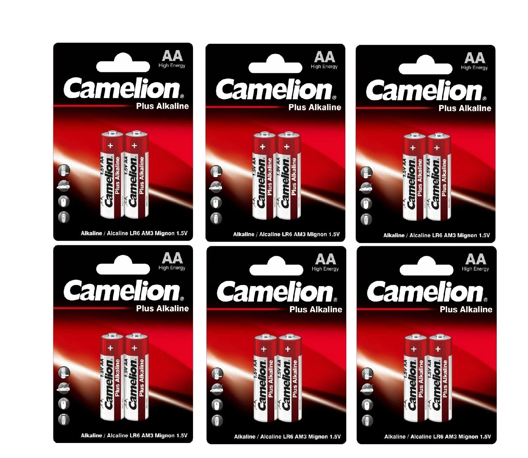 Батарейка Camelion щелочная Plus Alkaline,АА,1.5В, 2 шт.вуп.,LR6-BP2,873999000036,6шт