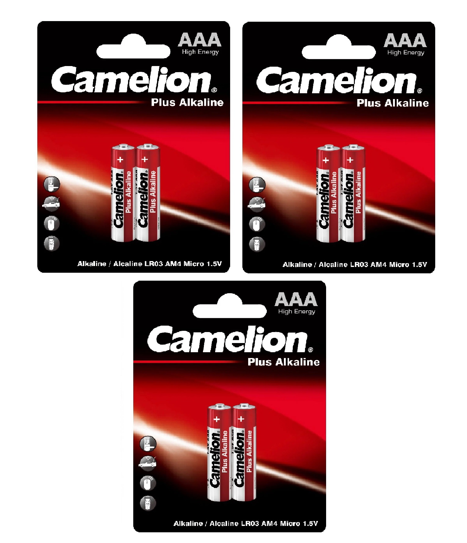 Батарейка щелочная Camelion Plus Alkaline, ААА, 1.5В,LR03,BP2,873999000050,3уп.