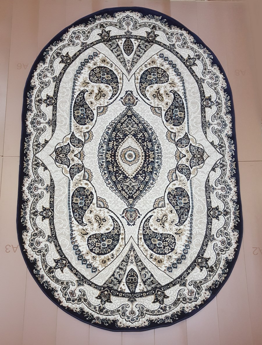 фото Ковер sofia rugs tebriz 4409a овал крем/т.синий 120x180