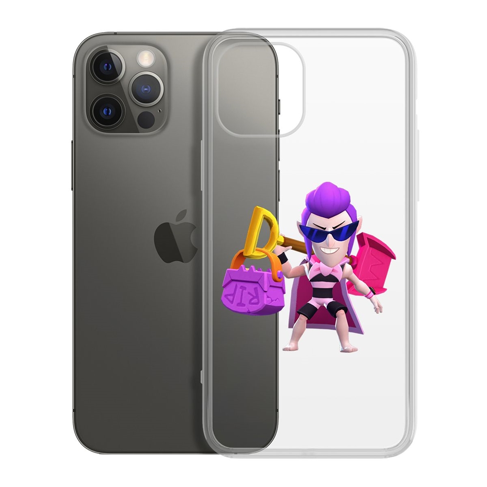 

Чехол-накладка Krutoff Clear Case Brawl Stars-Пляжный Мортис для iPhone 12/12 Pro, Прозрачный