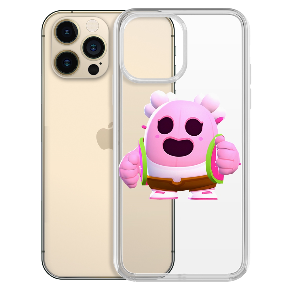 

Чехол-накладка Krutoff Clear Case Brawl Stars-Сакура Спайк для iPhone 13 Pro Max, Прозрачный