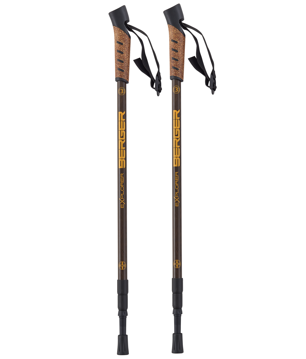 Berger Скандинавские палки Explorer, 67-135 см, 3-секционные, коричневый