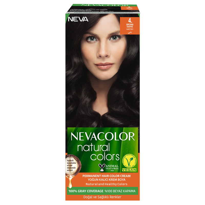 Крем-краска для волос Neva Natural Colors Стойкая 4. BROWN Шатен стойкая крем краска для волос neva natural colors 4 5 красное дерево шатен 2 шт