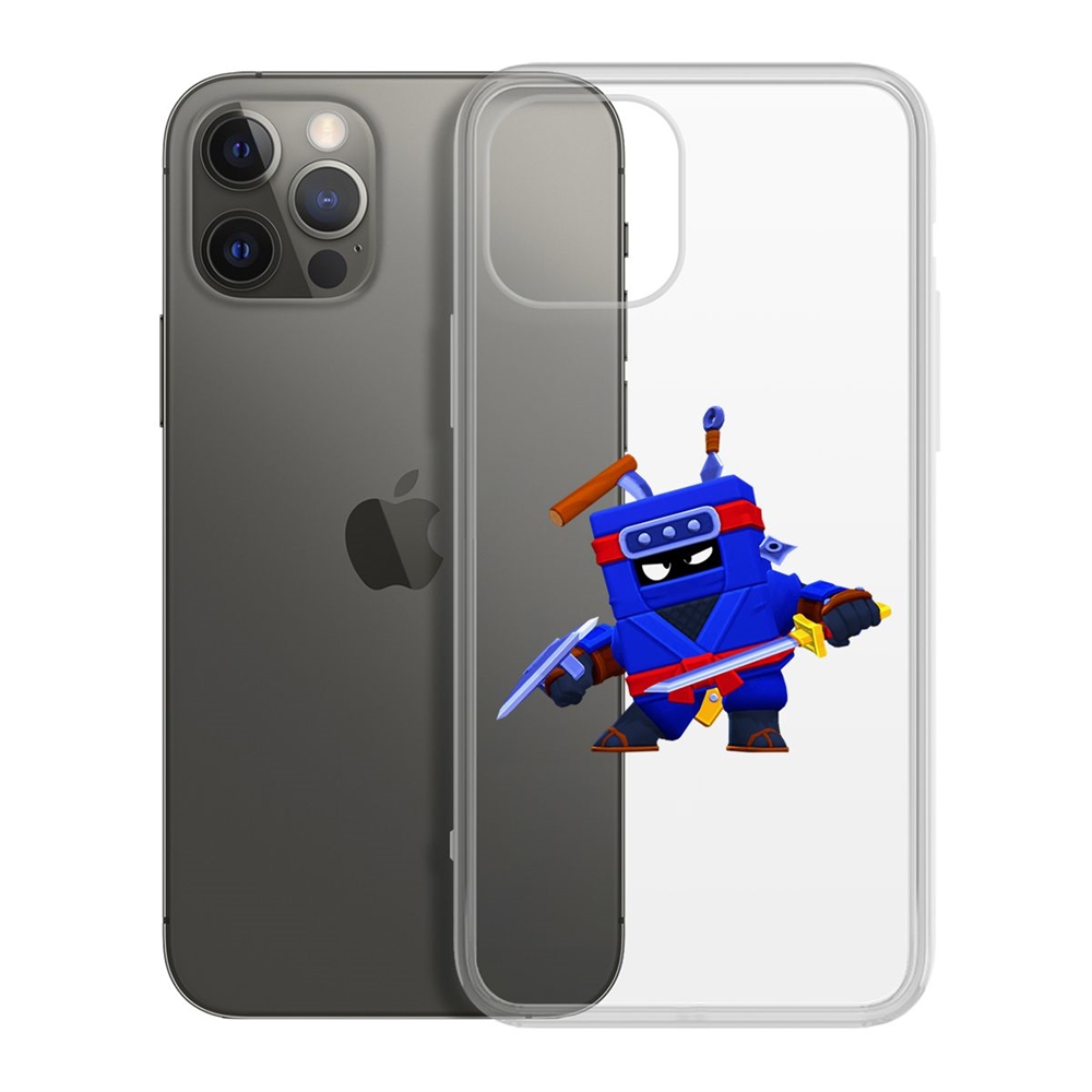 

Чехол-накладка Krutoff Clear Case Brawl Stars-Ниндзя Эш для iPhone 12/12 Pro, Прозрачный