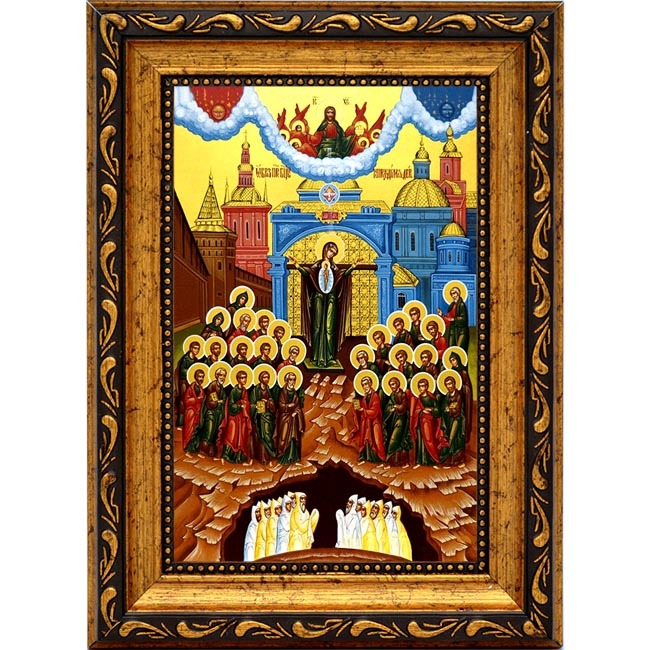 

Непроходимая дверь. Икона Божьей Матери на холсте.
