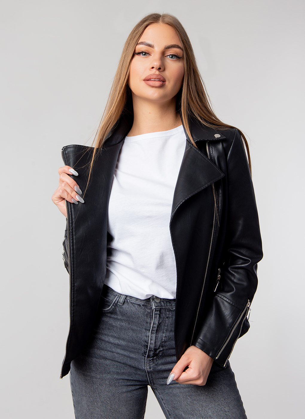 

Кожаная куртка женская ElinaECO 61325 черная 54 RU, 61325