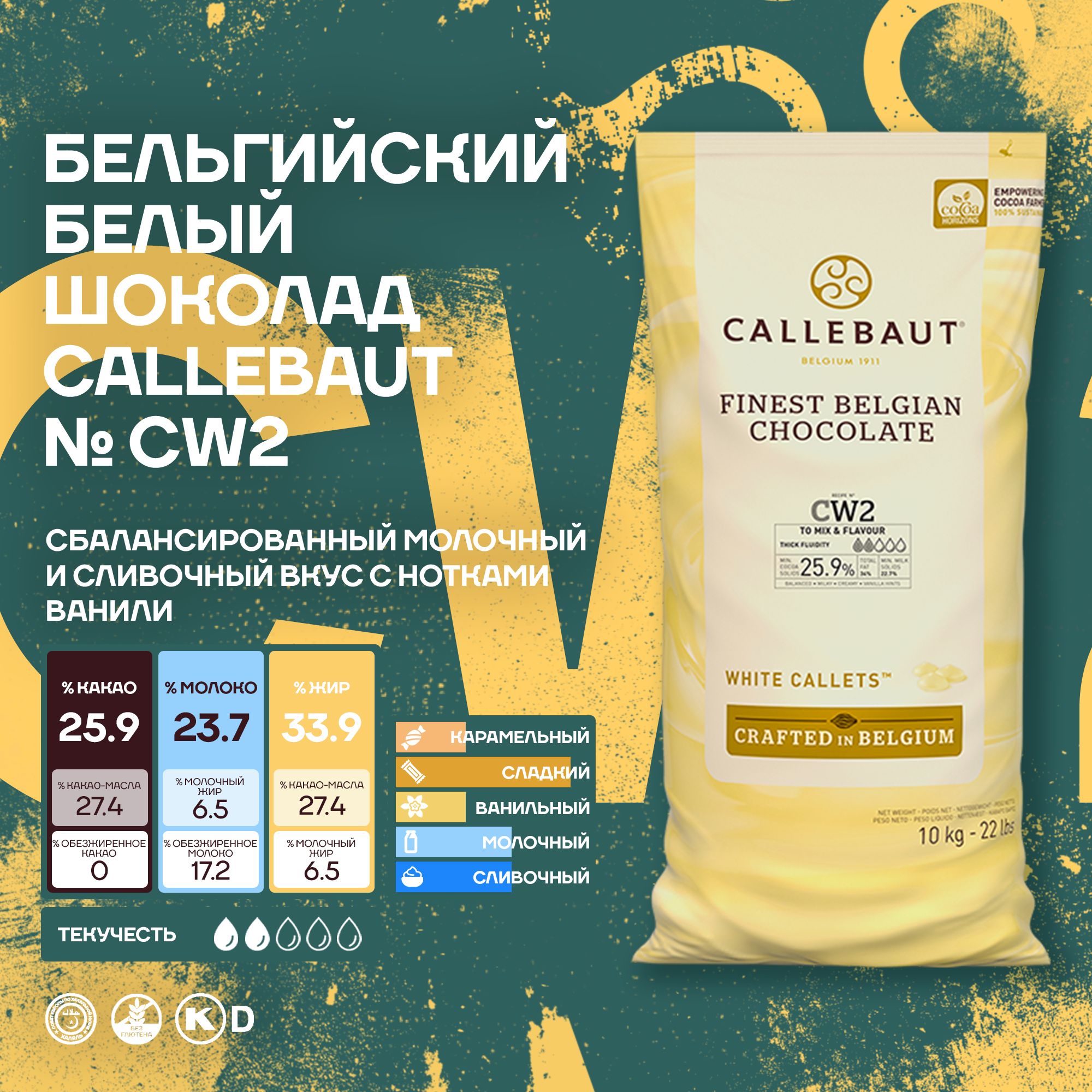 Шоколад Barry Callebaut W2 Бельгийский белый 10 кг