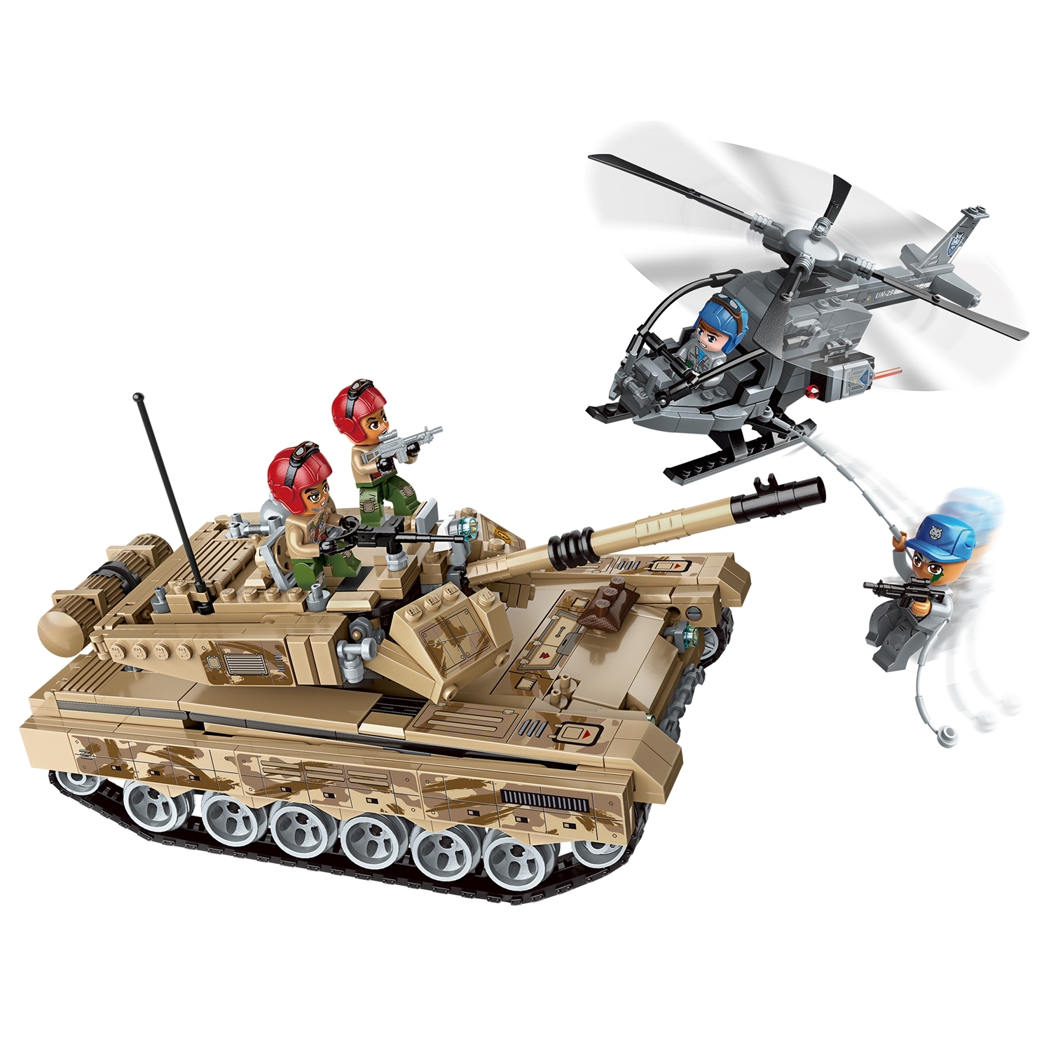 

Конструктор QMAN Боевая зона: Танк против вертолёта 712 деталей