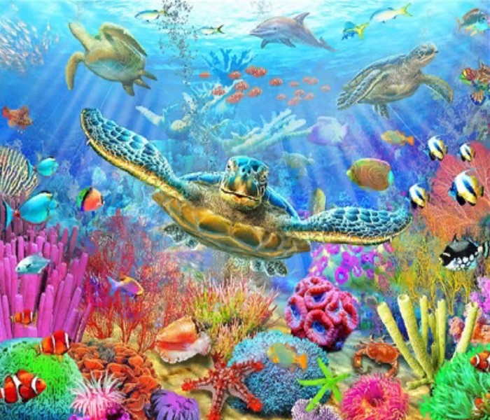 фото Алмазная мозаика картина стразами подводный мир, 40х50 см nobrand