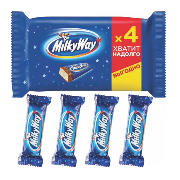 фото Шоколадный батончик milky way молочный с суфле 26 г x 4 шт