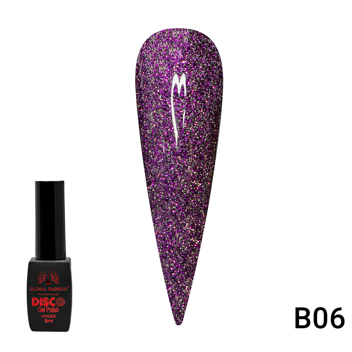 Гель-лак Disco Gel Polish Global Fashion светоотражающий 8 мл B06 saival classic рефлекс повод светоотражающий зелёный