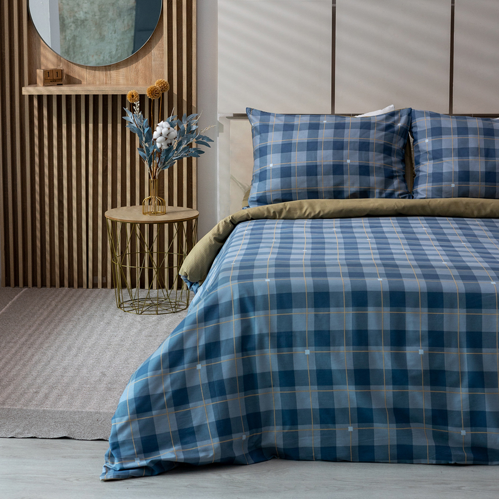 Комплект постельного белья 2 спальный синий с зелёным 4799₽