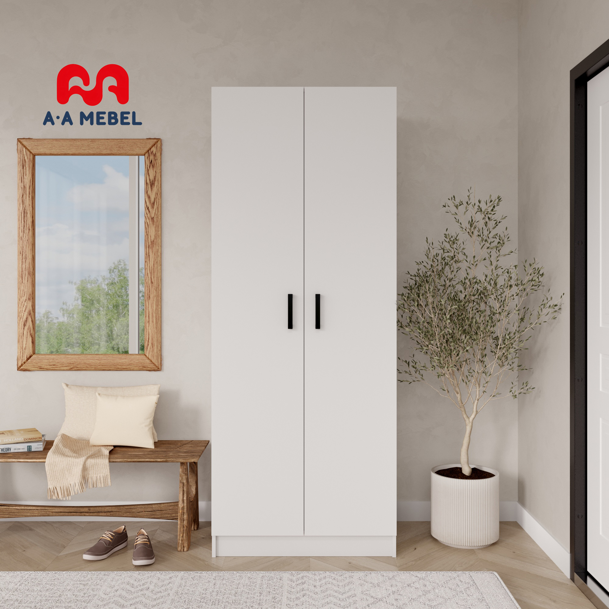 

Шкаф распашной платяной A-MEBEL белый, платяной