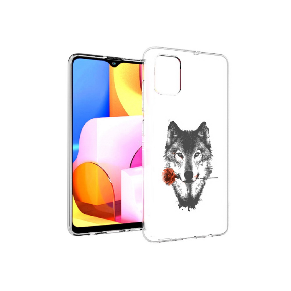 

Чехол MyPads Tocco для Samsung Galaxy A71 волк с розой (PT142122.485.270), Прозрачный, Tocco