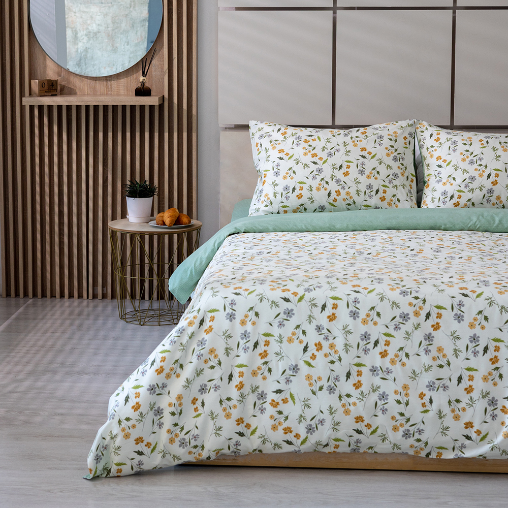 Комплект постельного белья 2 спальный цветочно-зелёный 4799₽