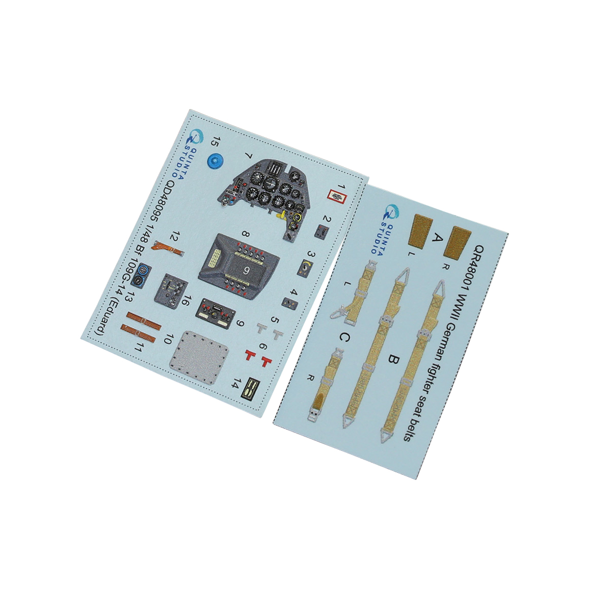 

3D Декаль интерьера кабины Quinta Studio 1/48 Bf 109G-14 (для модели Eduard) QD48095, Цветной