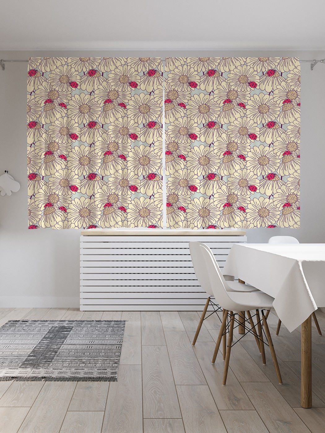 

Шторы JoyArty с фотопечатью "Божьи коровки на ромашковом лугу" из сатена, 290х180 см, Божьи коровки на ромашковом лугу