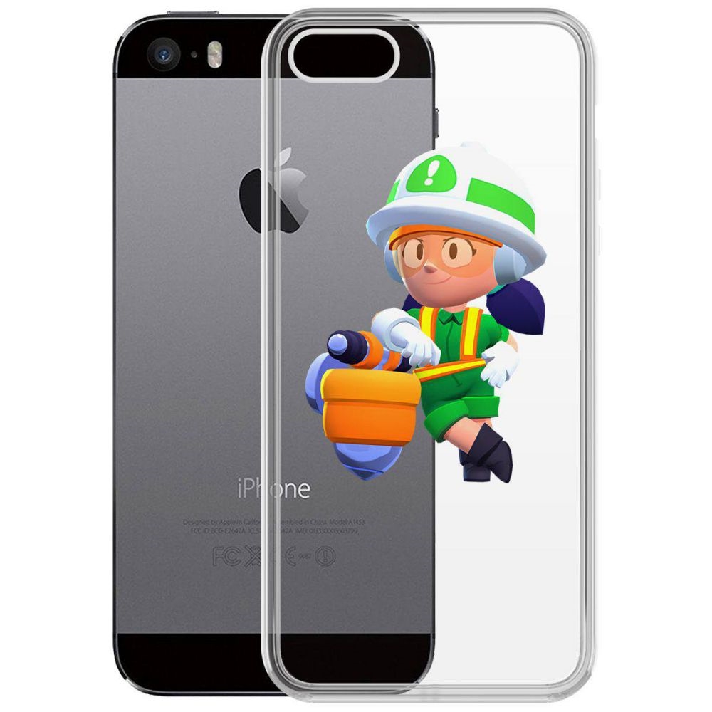 

Чехол-накладка Krutoff Clear Case Brawl Stars-Строительница Джеки для iPhone 5/5s