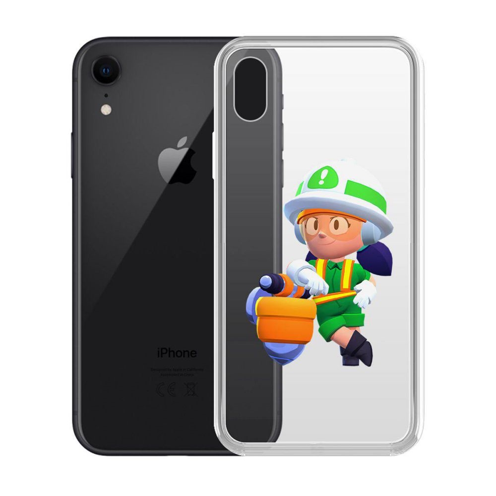 

Чехол-накладка Krutoff Clear Case Brawl Stars-Строительница Джеки для iPhone XR