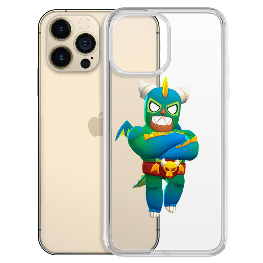 

Чехол-накладка Krutoff Clear Case Brawl Stars-Эль Дракон Вердозо для iPhone 13 Pro Max, Прозрачный