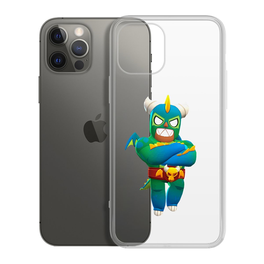 Чехол-накладка Krutoff Clear Case Brawl Stars-Эль Дракон Вердозо для iPhone 12/12 Pro