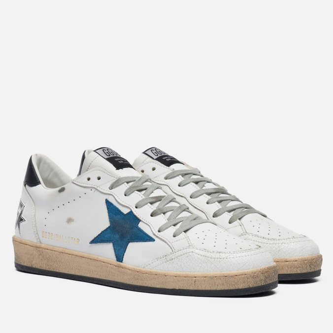 

Кеды мужские Golden Goose Ball Star Crack Toe Leather/Suede Star белые 46 EU, Ball Star Crack Toe Leather/Suede Star