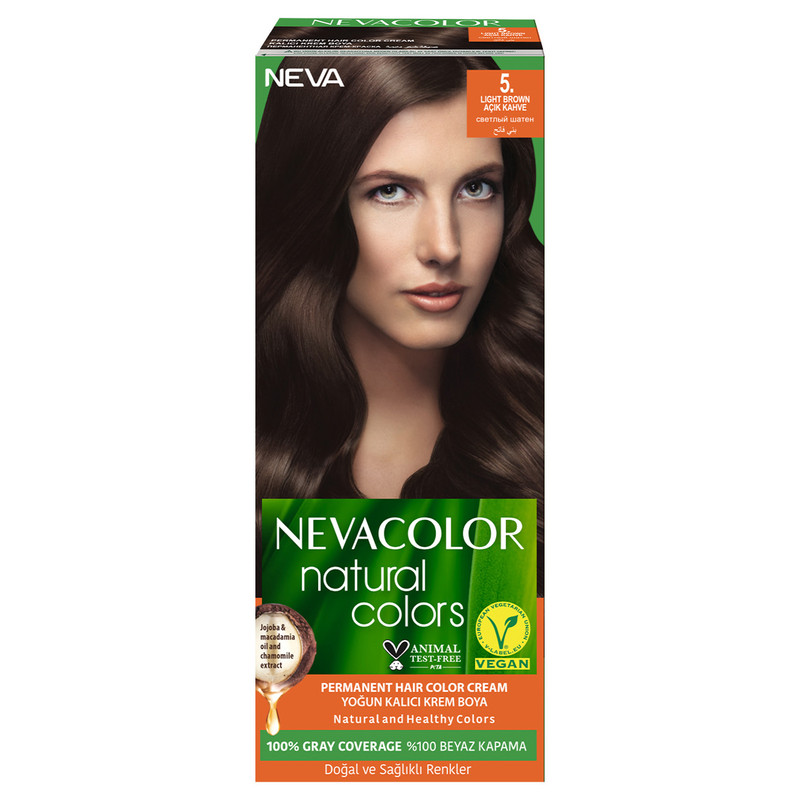 Крем-краска для волос Neva Natural Colors Стойкая 5.  Cветлый шатен