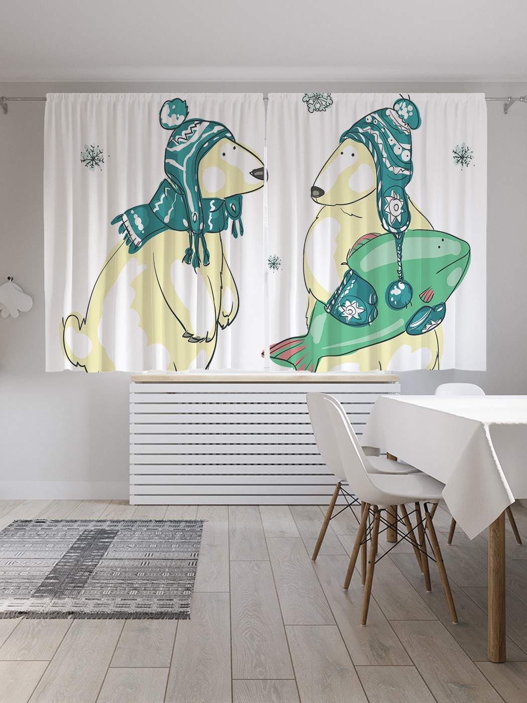 

Шторы JoyArty с фотопечатью "Мишки с рыбой" из сатена, 290х180 см, Мишки с рыбой