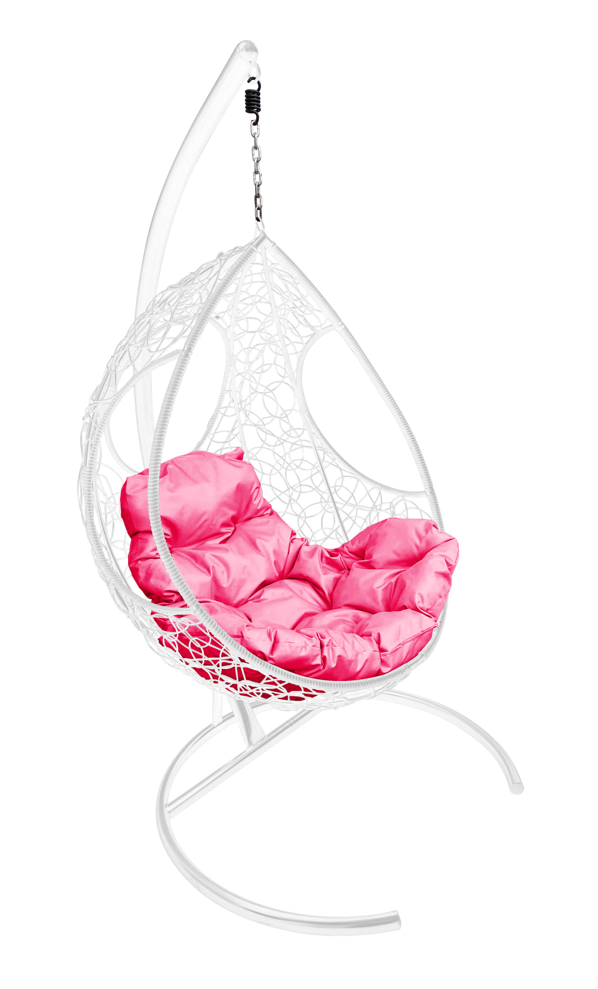 фото Подвесное кресло m-group "долька" с ротангом белое, розовая подушка