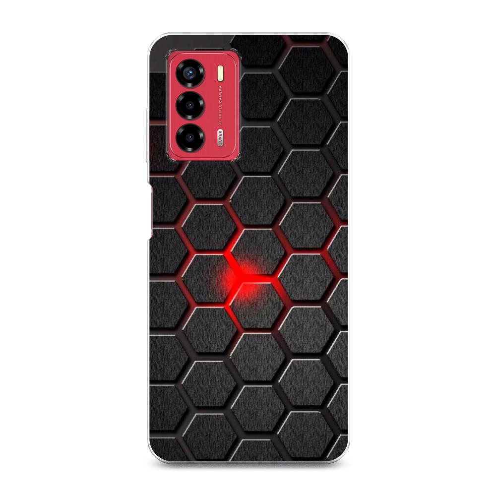 

Чехол на ZTE Blade A72 "Соты красные", Красный;черный;серый, 135650-3