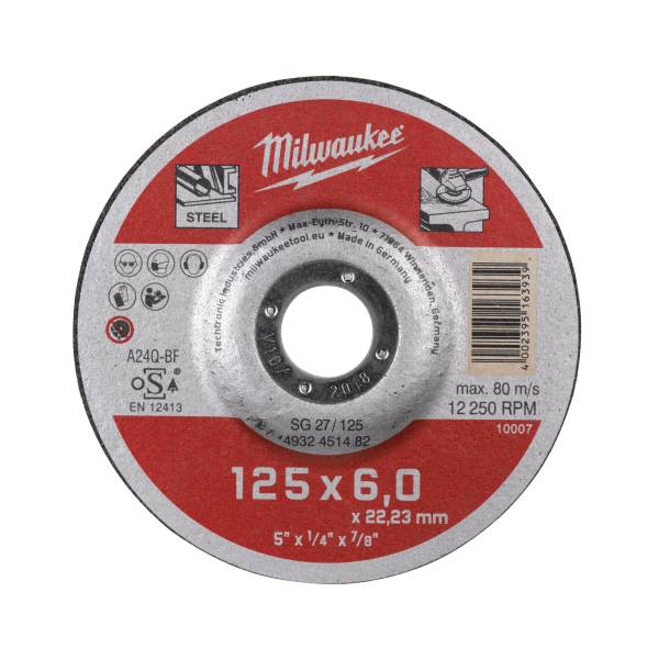 Шлифовальный диск по металлу Milwaukee 125 мм, 4932451482, 1 шт. шлифовальный диск для bp 100 proma