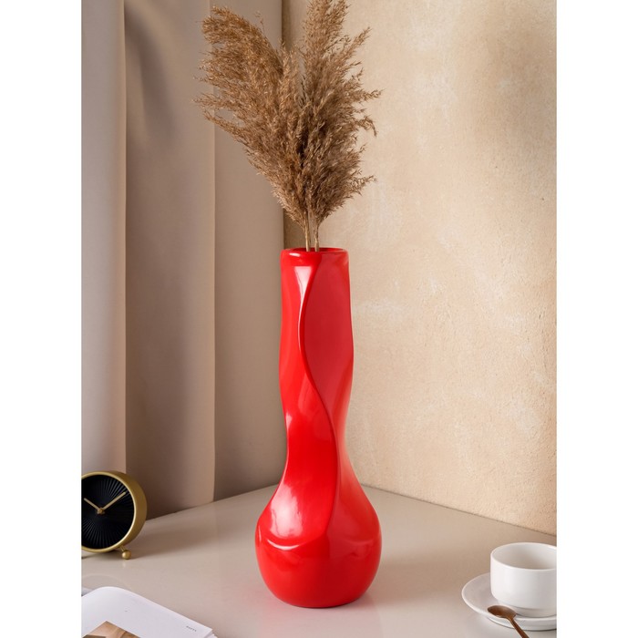 фото Ваза керамическая "самбука", напольная, глянец, красная, 41 см nobrand
