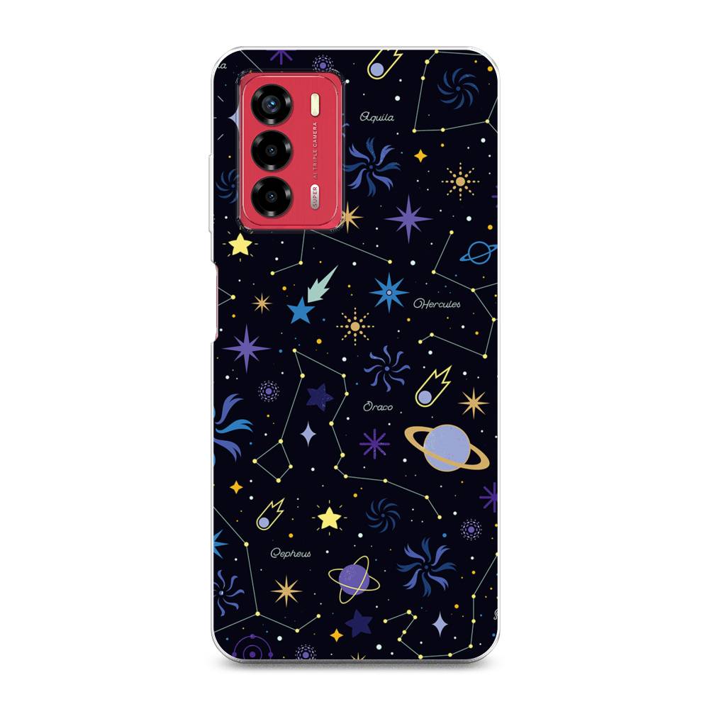 

Чехол на ZTE Blade A72 "Цветной космос", Желтый, 135650-2