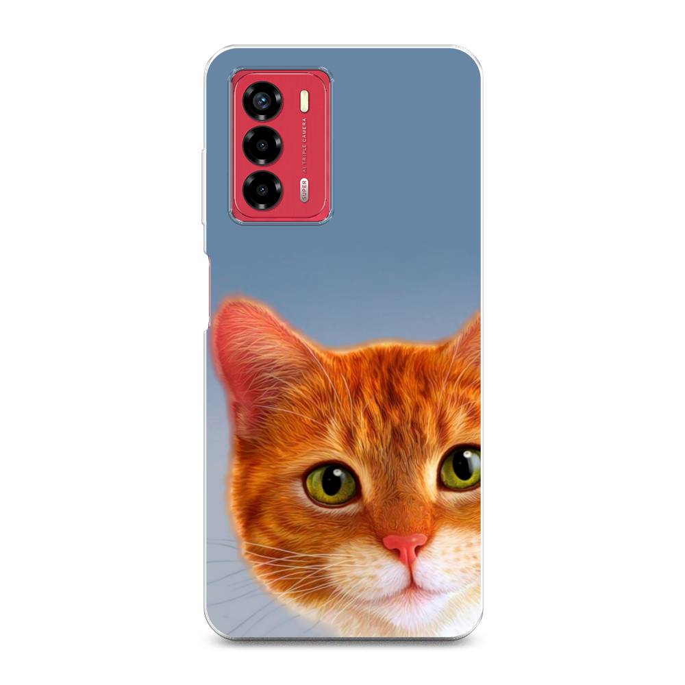 

Чехол на ZTE Blade A72 "Любопытный котик", Коричневый, 135650-1