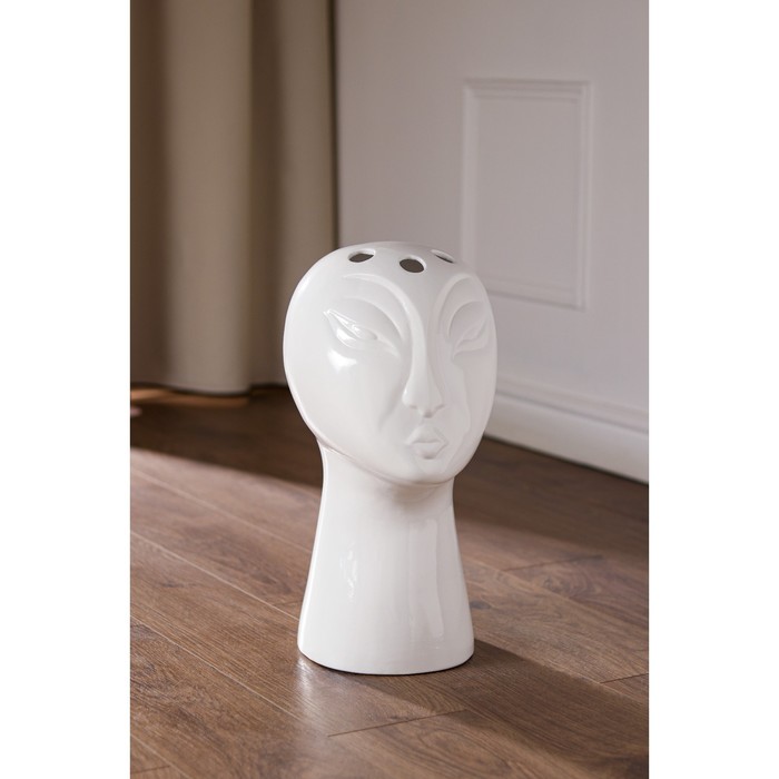 фото Ваза керамическая "голова", напольная, 2 предмета, глянец, белая, 44 см nobrand