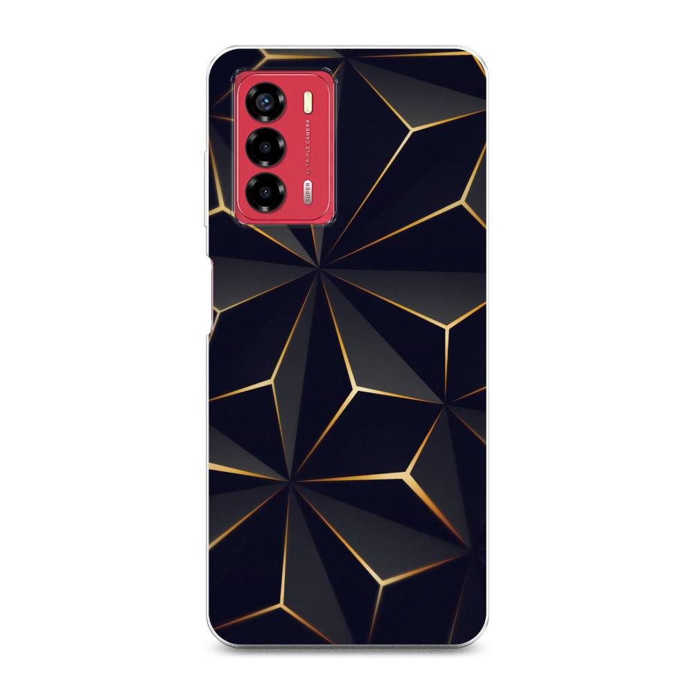 

Чехол на ZTE Blade A72 "Черные полигоны", Золотистый;черный, 135650-3