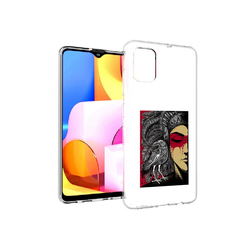 

Чехол MyPads Tocco для Samsung Galaxy A71 девушка с вороном в абстракции, Прозрачный, Tocco
