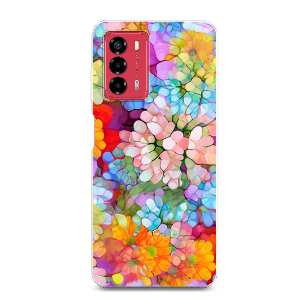 

Чехол на ZTE Blade A72 "Цветы витраж", Оранжевый;розовый;голубой, 135650-3