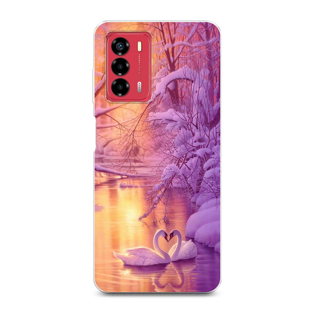 

Чехол на ZTE Blade A72 "Зима 1", Фиолетовый;желтый, 135650-2