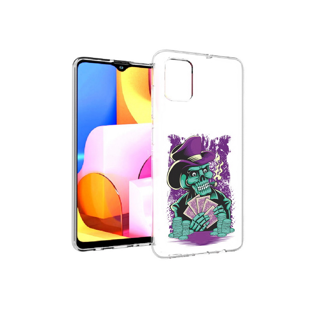 

Чехол MyPads Tocco для Samsung Galaxy A71 зеленый череп с картами (PT142122.485.361), Прозрачный, Tocco