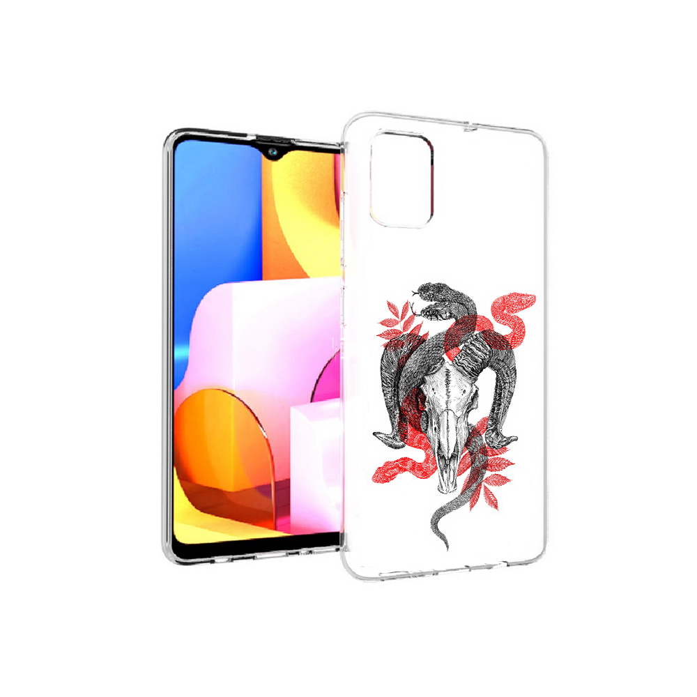 

Чехол MyPads Tocco для Samsung Galaxy A71 змея в черепе рисунок (PT142122.485.365), Прозрачный, Tocco